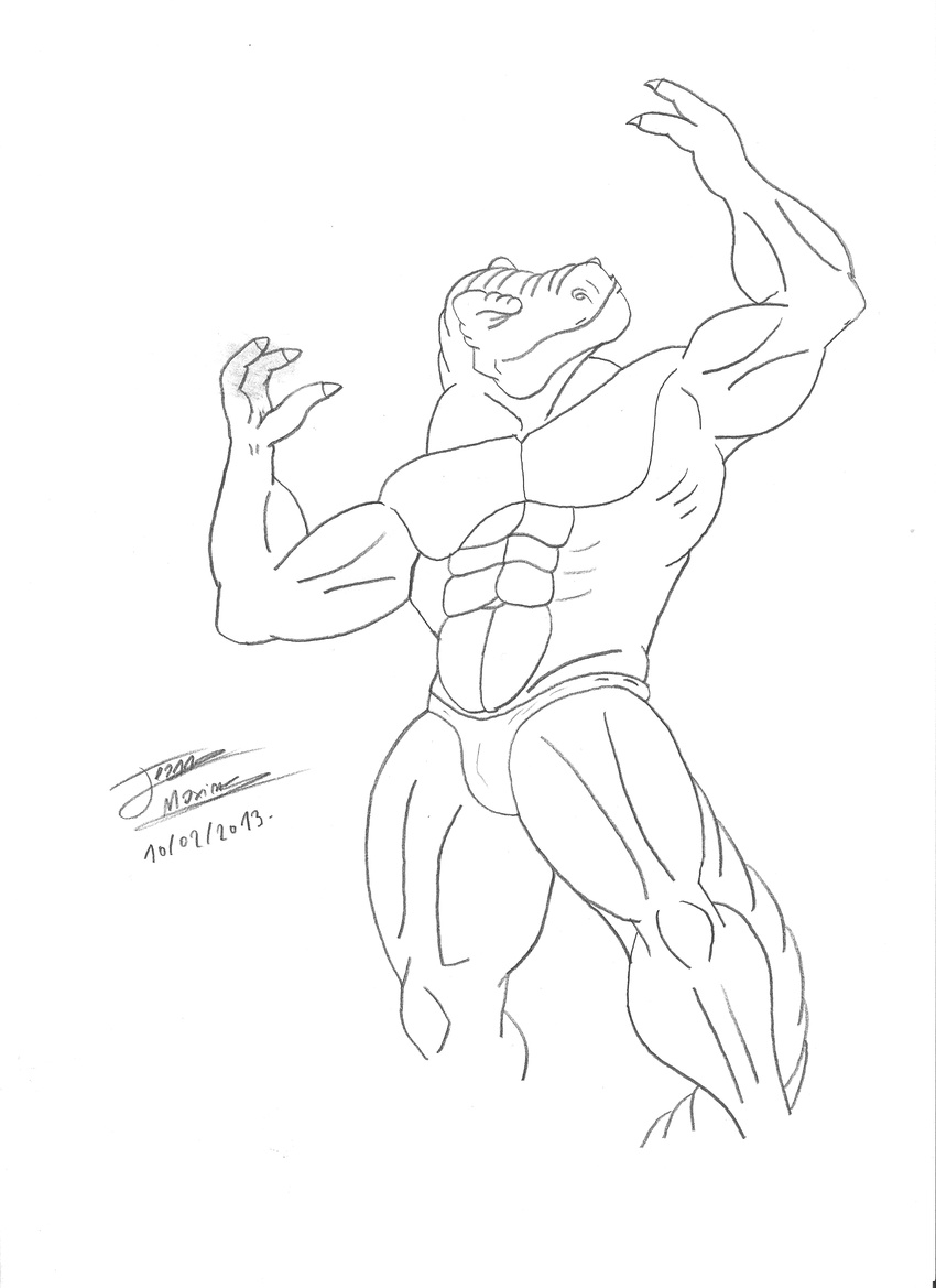 abs anthro biceps dinosaur extreme_dinosaurs male maxime-jeanne muscles pose reptile scalie t-bone_(extreme_dinosaurs) theropod tyrannosaurus_rex
