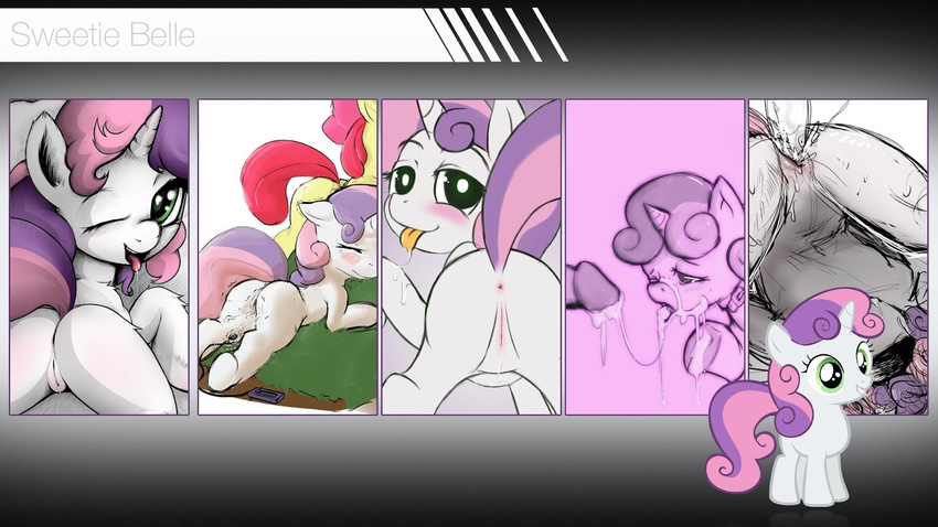 anus apple_bloom_(mlp) blush cub cum cum_in_mouth cum_in_pussy cum_inside english_text equine female feral friendship_is_magic green_eyes hair horn horse looking_back male my_little_pony one_eye_closed penis pony presenting pussy red_hair sex_toy straight sweetie_belle_(mlp) text tongue tongue_out two_tone_hair unicorn vibrator wallpaper white_fur yellow_fur young