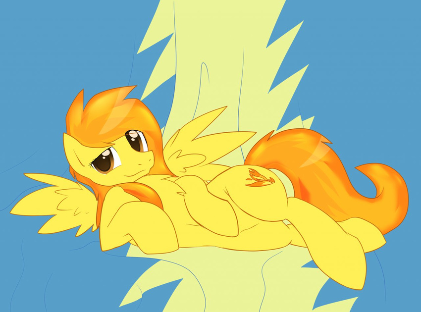 amber_eyes cutie_mark cymek equine female feral friendship_is_magic hair horse looking_at_viewer mammal multi-colored_hair my_little_pony pegasus pony smile solo spitfire_(mlp) two_tone_hair wing_boner wings wonderbolts_(mlp)