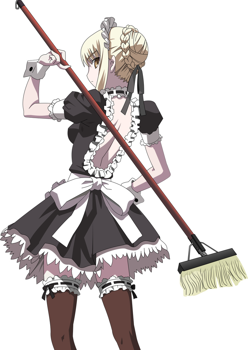 1girl absurdres blonde_hair brown_eyes carnival_phantasm fate/stay_night fate_(series) highres magical_girl maid maid_headdress saber saber_alter straywolf vector_trace