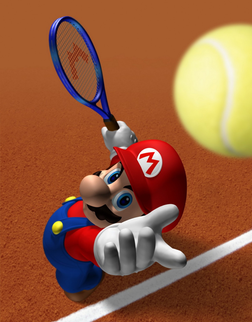 highres mario mario_(series) mario_power_tennis mario_tennis mario_tennis_gc nintendo official_art solo super_mario_bros.