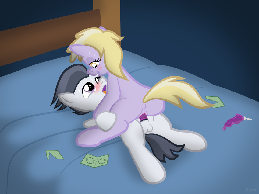 amber_eyes anus balls bed black_hair blonde_hair blush condom cowgirl_position cub dinky_hooves_(mlp) duo equine erection female feral filled_condom friendship_is_magic hair half-closed_eyes horn horse jepso male mammal my_little_pony on_top pegasus penetration penis pony purple_eyes pussy rumble_(mlp) sex straddling straight sweat tongue tongue_out unicorn vaginal vaginal_penetration wearing_condom wings young