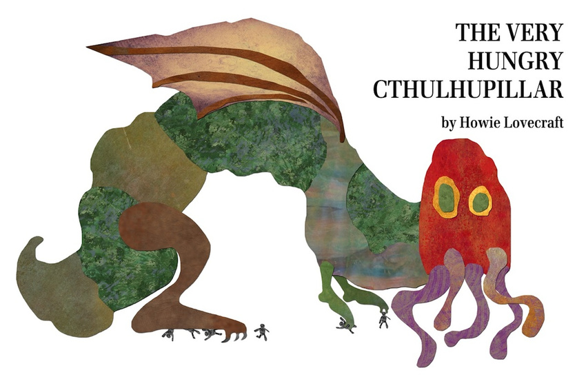 ben_mund book caterpillar claws cthulhu cthulhu_mythos edit english_text h.p._lovecraft human humor macro mammal parody plain_background size_difference tentacles text unknown_species white_background wings
