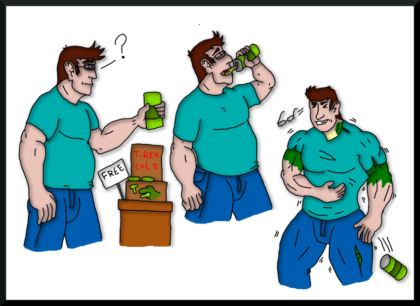 abs anthro biceps comic dinosaur human male mammal maxime-jeanne muscles pecs reptile scalie theropod thomas_carter transformation tyrannosaurus_rex