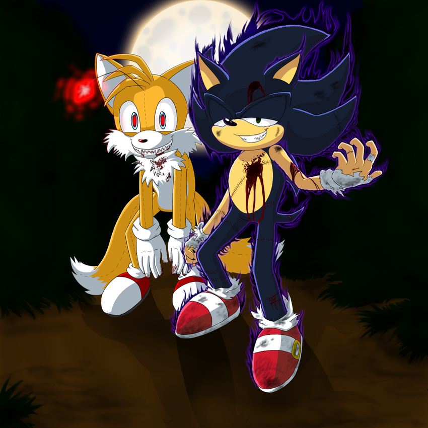 aura blood boots canine creepy dark_sonic fox gloves halloween hedgehog holidays male mammal miles_prower sega sonic_(series) sonic_the_hedgehog stitches tails_doll undead whiteraven4 zombie