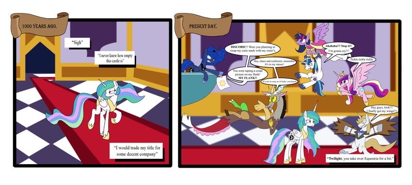 comic crown cutie_mark english_text equine female feral friendship_is_magic hair horn horse long_hair male mammal multi-colored_hair my_little_pony pony prince_blueblood_(mlp) princess princess_cadance_(mlp) princess_celestia_(mlp) princess_luna_(mlp) royalty shining_armor_(mlp) text thewormouroboros twilight_sparkle_(mlp) unicorn winged_unicorn wings