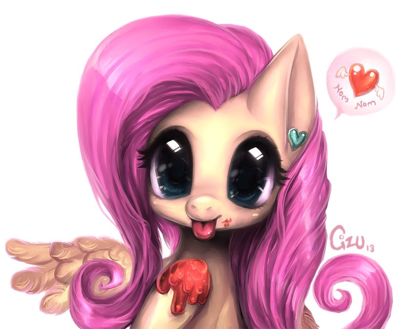 &lt;3 cizu equine female feral fluttershy_(mlp) friendship_is_magic hair horse long_hair mammal my_little_pony pegasus pink_hair pony solo tongue tongue_out wings