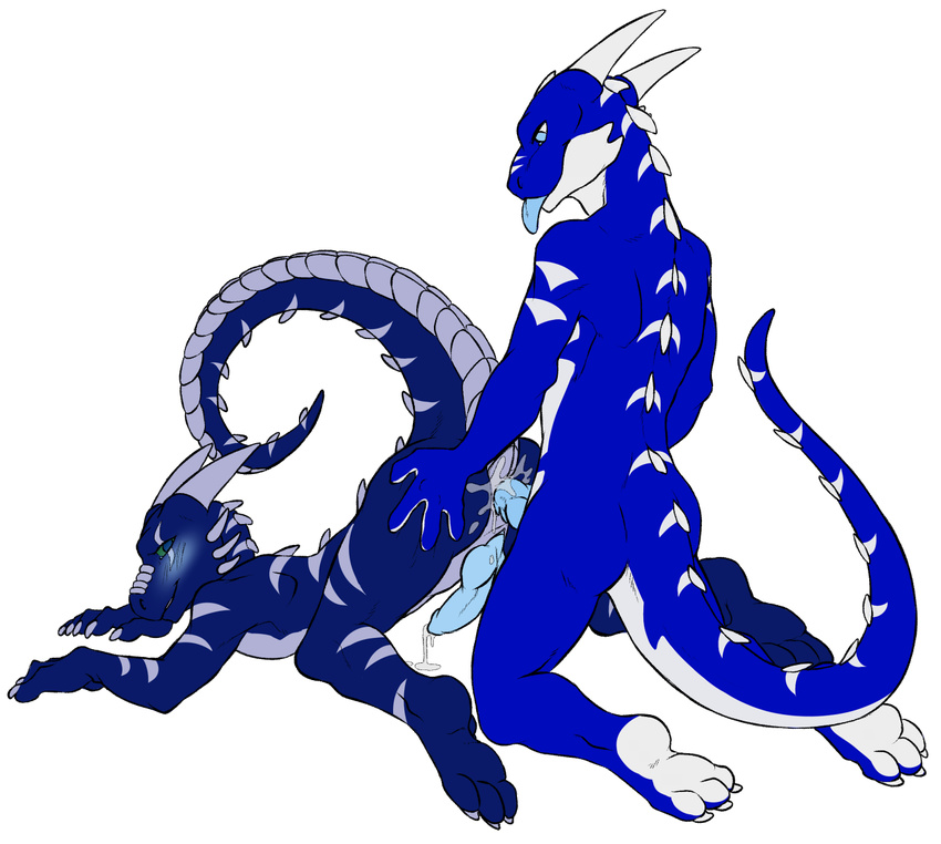 3_toes all_fours alpha_channel anal anal_penetration anthro anus ass_up big_penis blue_body blue_dragon blue_eyes blue_penis blue_scales blush butt claws cum cum_drip cum_in_ass cum_inside cum_on_penis cumshot digitigrade dragon dripping duo erection from_behind gay hindpaw knot lizard looking_back male narutoshi nude orgasm paws penetration penis plain_background presenting raventhan raysen reptile scalie sex soles spread_legs spreading tentacle_penis tentacles the-narutoshi toes tongue tongue_out transparent_background western_dragon white_belly white_horns white_stripes