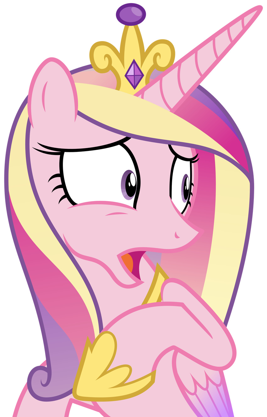 absurd_res alpha_channel crown equine female feral friendship_is_magic gold hair hi_res horn mammal multi-colored_hair my_little_pony necklace omg plain_background princess_cadance_(mlp) purple_eyes reaction_image shocked solo transparent_background winged_unicorn wings zutheskunk