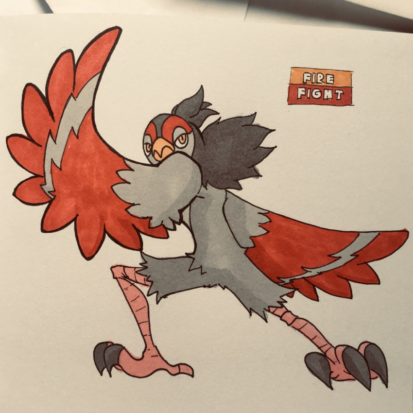 2019 4_toes alternate_color ambiguous_gender anisodactyl anthro anthrofied athletic avian beak biped bird bird_feet black_claws black_feathers claws crotch_tuft english_text facial_markings fak&eacute;mon feather_tuft feathered_wings feathers featureless_crotch fighting_stance firefightdex front_view frown full-length_portrait grey_feathers grey_wings head_tuft looking_aside looking_away marker_(artwork) markings mfanjul mixed_media multicolored_feathers nintendo pen_(artwork) pok&eacute;mon pok&eacute;mon_(species) pok&eacute;morph portrait red_feathers red_markings red_wings shadow simple_background solo spread_legs spreading standing talons text toe_claws toes toony traditional_media_(artwork) tranquill tuft two_tone_feathers two_tone_wings video_games white_background wide_stance winged_arms wings yellow_beak yellow_eyes