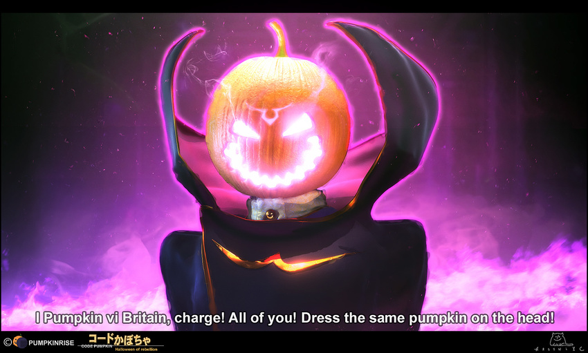 arsenixc bad_id bad_pixiv_id code_geass engrish halloween jack-o'-lantern lelouch_lamperouge male_focus parody pumpkin ranguage solo zero_(code_geass)