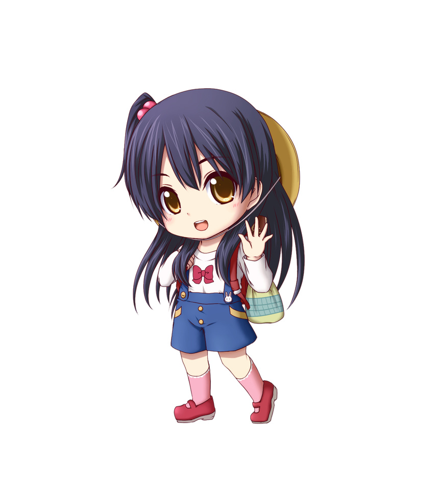 black_hair brown_eyes chibi hair_bobbles hair_ornament highres kitashirakawa_anko kuena long_hair one_side_up solo tamako_market