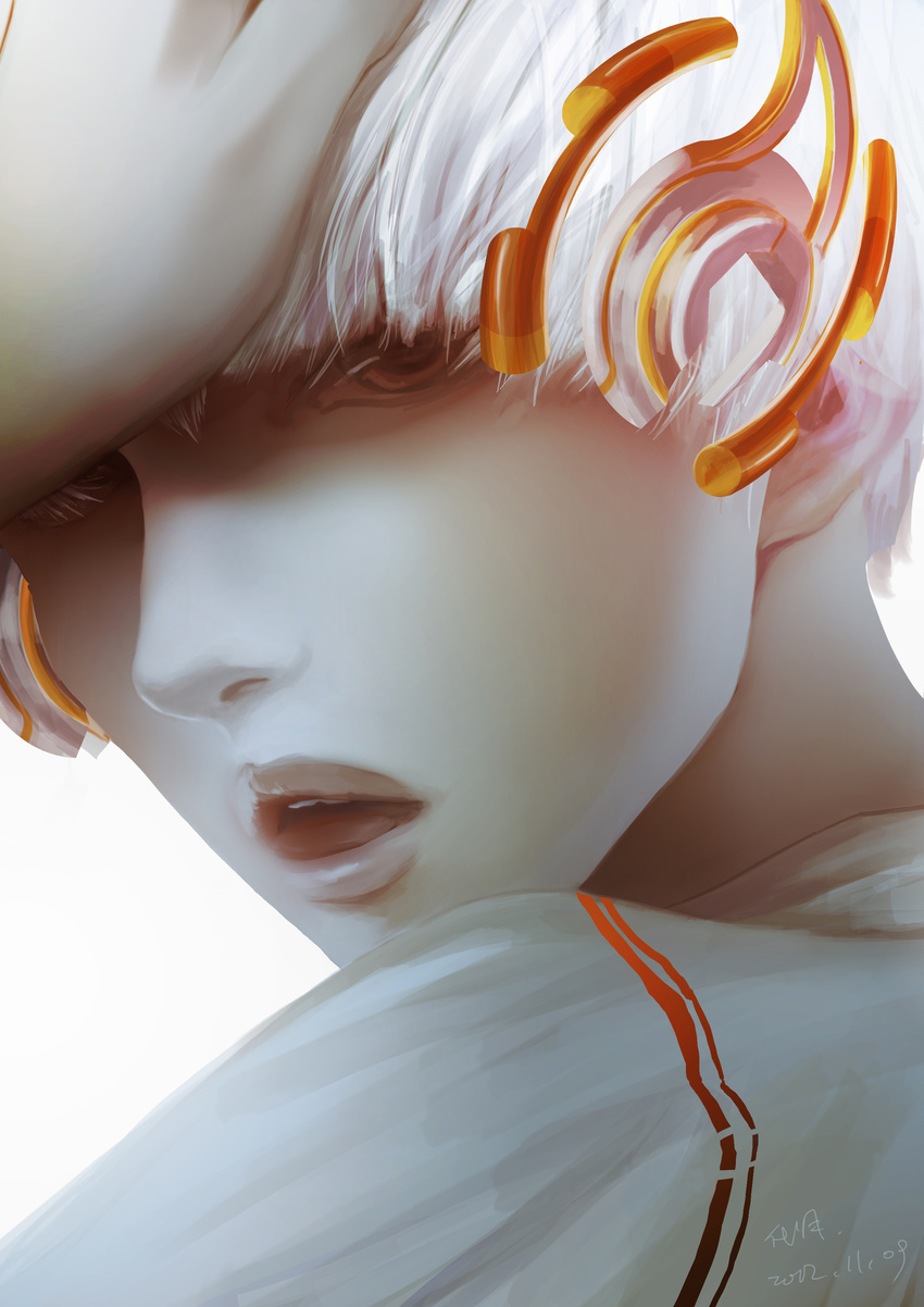 androgynous highres narcissus111 original short_hair solo white_hair