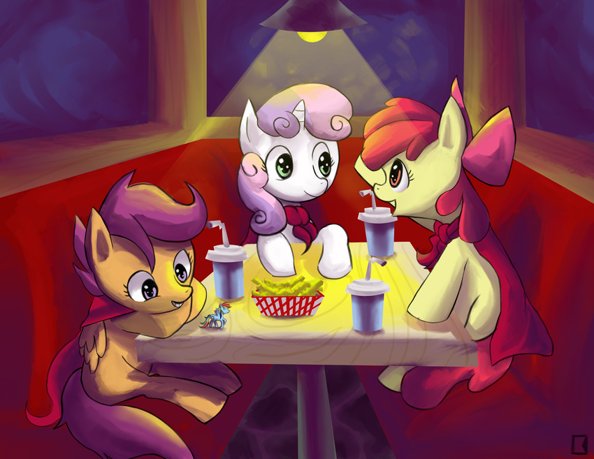 cafe cub cutie_mark_crusaders_(mlp) equine fauxsquared female feral food friendship_is_magic fries horn horse mammal my_little_pony pegasus pony rainbow_dash_(mlp) scootaloo_(mlp) sweetie_belle_(mlp) unicorn wings young