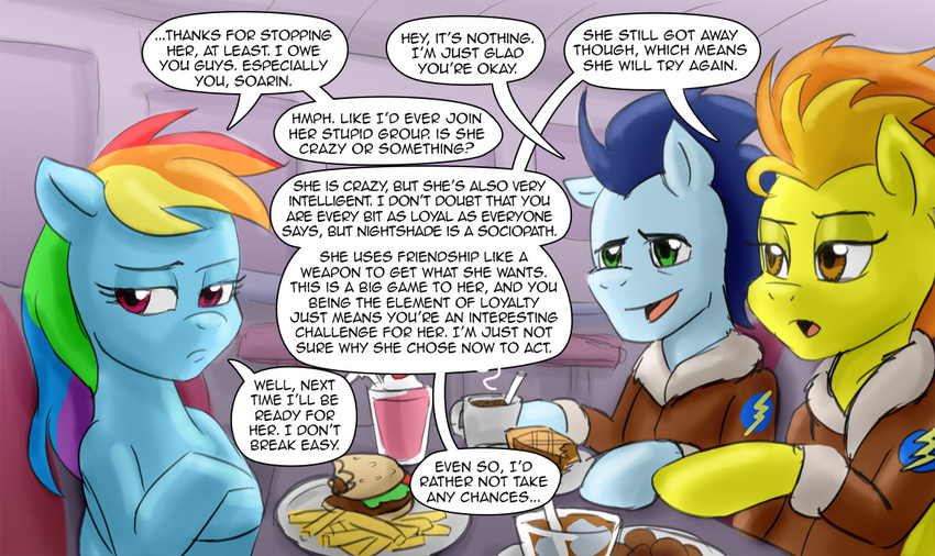 dialog english_text equine female friendship_is_magic horse male mammal my_little_pony pegasus pluckyninja pony rainbow_dash_(mlp) soarin_(mlp) spitfire_(mlp) text timber_(artist) wings wonderbolts_(mlp)