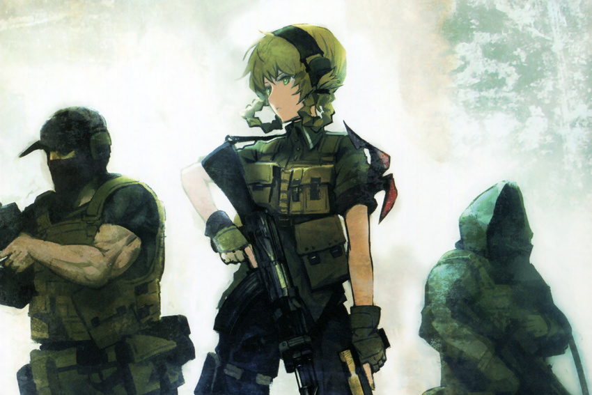 amane_suzuha green_eyes huke steins;gate weapon