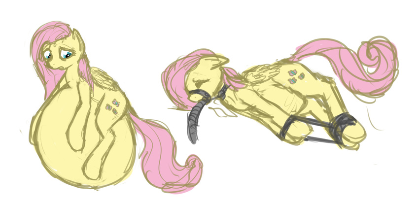 equine female feral fluttershy_(mlp) friendship_is_magic hair hooves horse inflation kaykay430 mammal my_little_pony overweight pegasus pink_hair pony solo wings