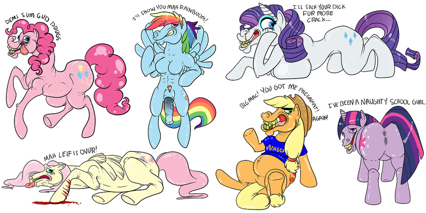 cutie_mark dickgirl equine female feral fluttershy_(mlp) friendship_is_magic group horn horse intersex mammal my_little_pony pegasus pinkie_pie_(mlp) pony pussy rainbow_dash_(mlp) rarity_(mlp) twilight_sparkle_(mlp) unicorn what wings
