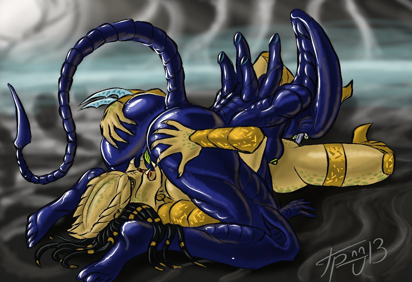 69 alien alien_(franchise) anthro big_butt breasts butt butt_grab chitin claws cunnilingus dreadlocks eyeless female grriva lesbian nipples oral oral_sex predator_(character) predator_(franchise) pussy sex spread_butt spread_pussy spreading tongue tongue_out vaginal xenomorph