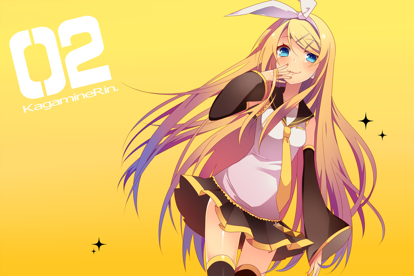 kagamine_rin long_hair temari_(artist) vocaloid yellow