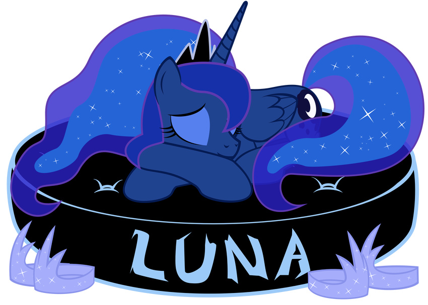 absurd_res alpha_channel bed crown cute cutie_mark equine female feral foxtail8000 friendship_is_magic hair hi_res horn horse long_hair mammal multi-colored_hair my_little_pony plain_background pony princess princess_luna_(mlp) royalty shoes sleeping transparent_background winged_unicorn wings