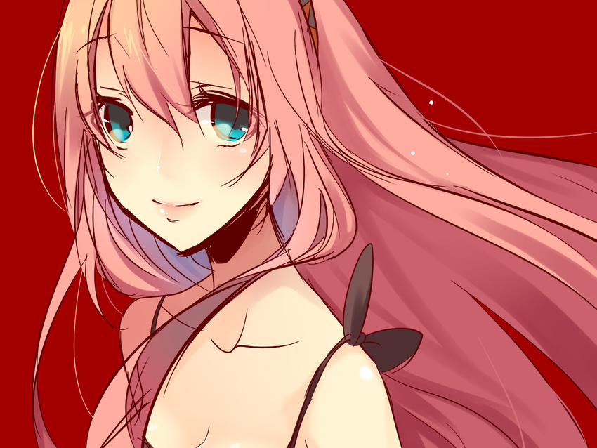 close megurine_luka red temari_(artist) vocaloid