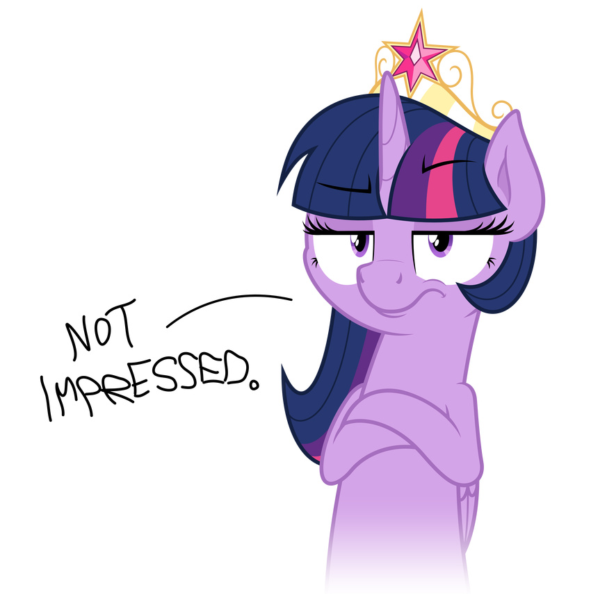 absurd_res alpha_channel crown english_text equine female feral friendship_is_magic gold hair hi_res horn horse mammal multi-colored_hair my_little_pony plain_background pony purple_eyes reaction_image solo text transparent_background twilight_sparkle_(mlp) winged_unicorn wings zutheskunk