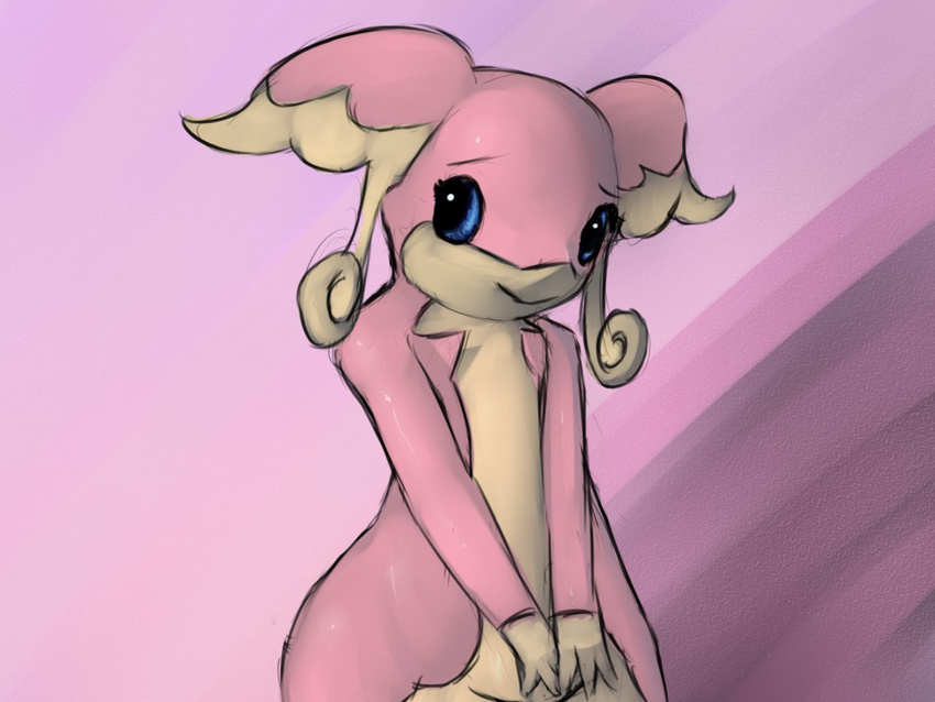 audino big_ears blue_eyes looking_at_viewer nintendo plantpenetrator pok&#233;mon pok&eacute;mon smile solo video_games wide_hips