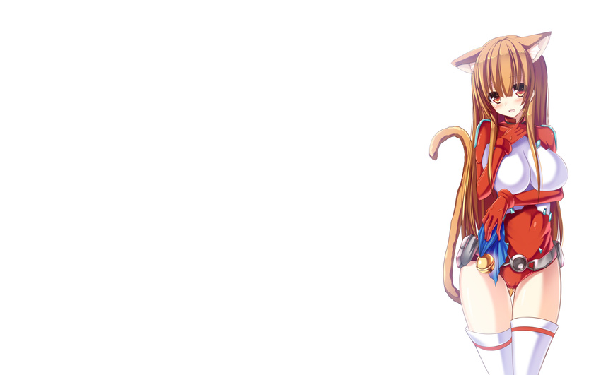 animal_ears asobi_ni_iku_yo! bodysuit brown_hair catgirl eris_(asobi_ni_iku_yo!) long_hair red_eyes syroh tail white