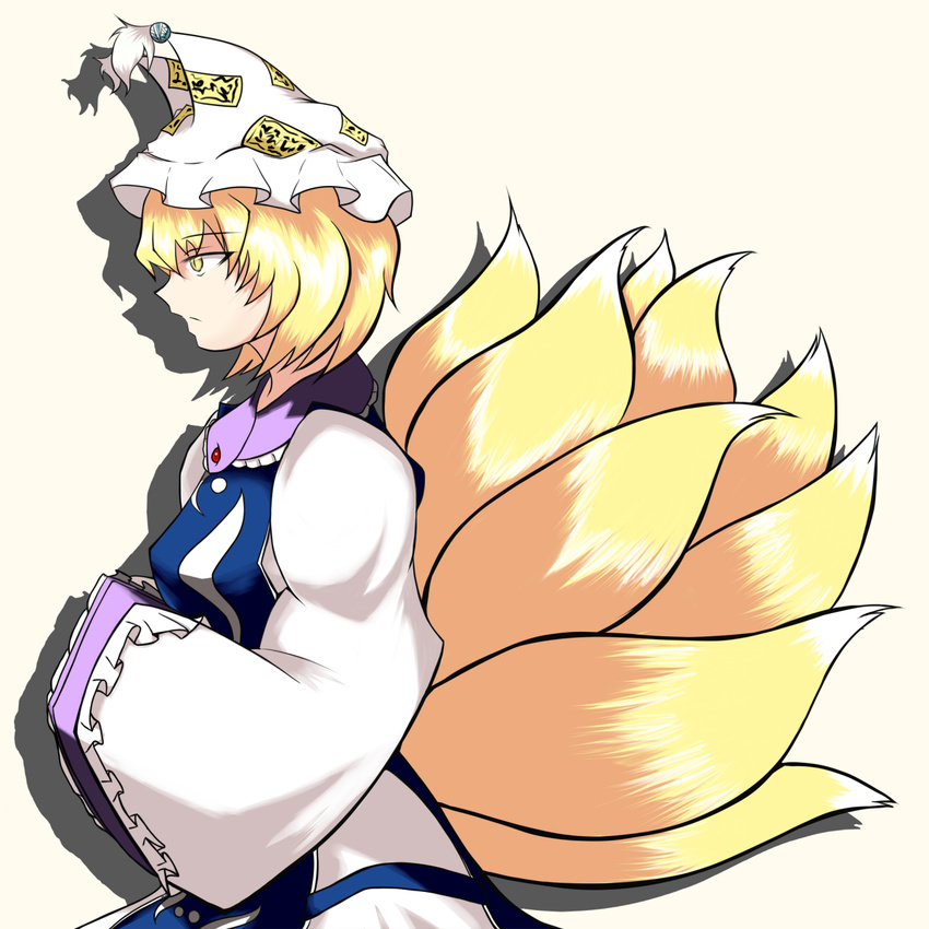 bad_id bad_pixiv_id blonde_hair fox_tail hat highres hinomaru_(futagun) solo tail touhou wide_sleeves yakumo_ran yellow_eyes