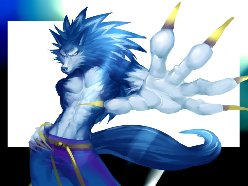 claws darkstalkers jon_talbain looking_at_viewer male plain_background solo topless video_games おいもむしぱん好き夫