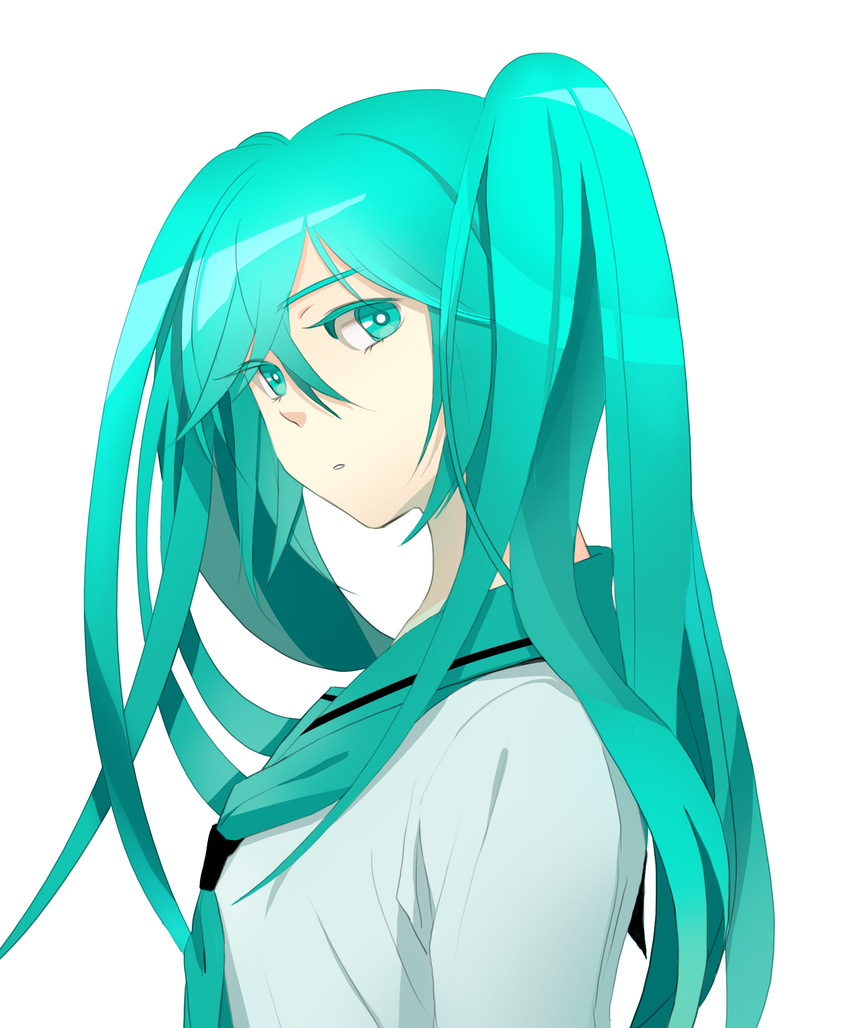 absurdres alternate_costume aqua aqua_eyes aqua_hair bad_id bad_pixiv_id dldpr hatsune_miku highres long_hair sailor_collar solo twintails very_long_hair vocaloid