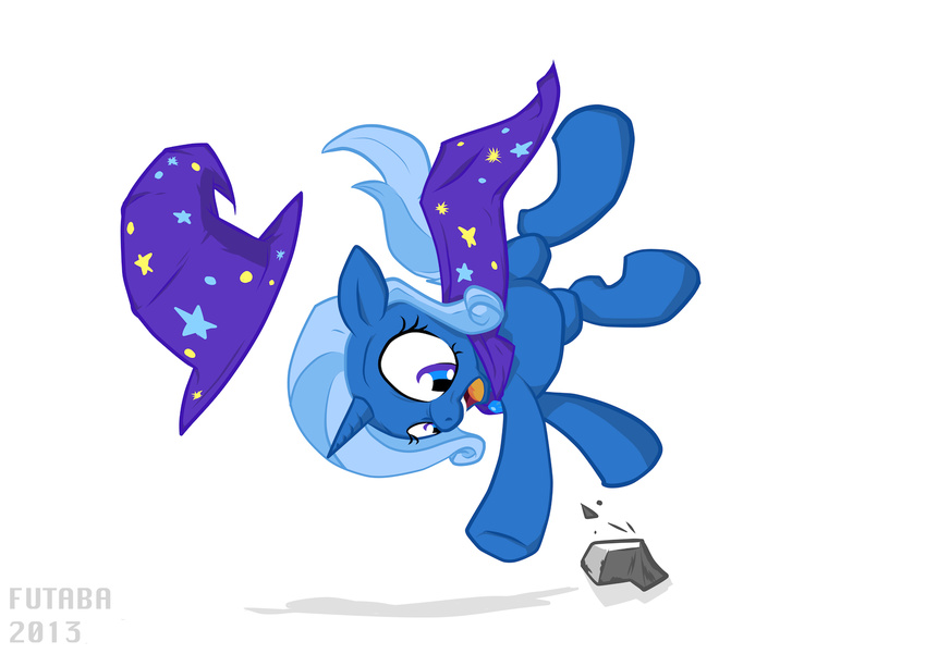 blue_fur clothing equine female feral friendship_is_magic fur futaba horn horse mammal my_little_pony open_mouth plain_background pony rock solo teeth tongue trixie trixie_(mlp) unicorn