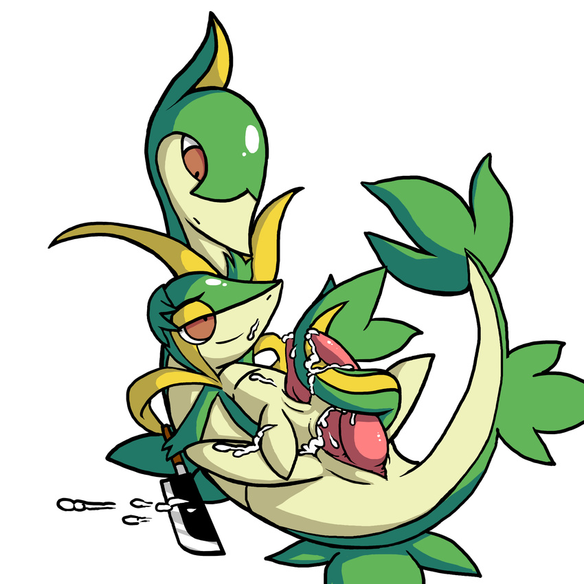anal anal_penetration cum cum_in_ass cum_inside cum_on_face cum_on_leg cum_on_stomach cum_on_tail gay hemipenes hi_res knife male multi_cock nintendo penetration penis pok&#233;mon pok&eacute;mon psycho_snivy red_eyes reptile scalie servine sex size_difference snake snivy tail_play tricksta video_games