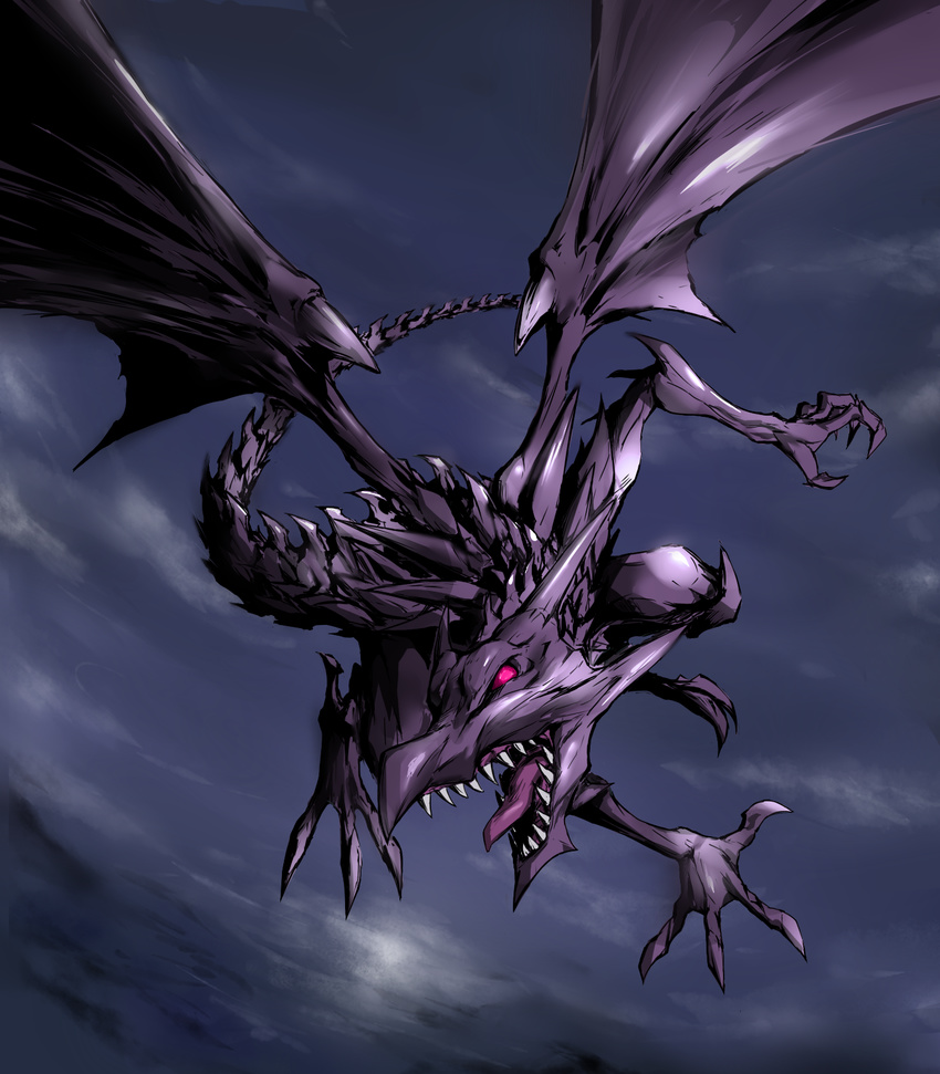 duel_monster flying highres nakatomo108 no_humans red-eyes_b._dragon sharp_teeth teeth yuu-gi-ou