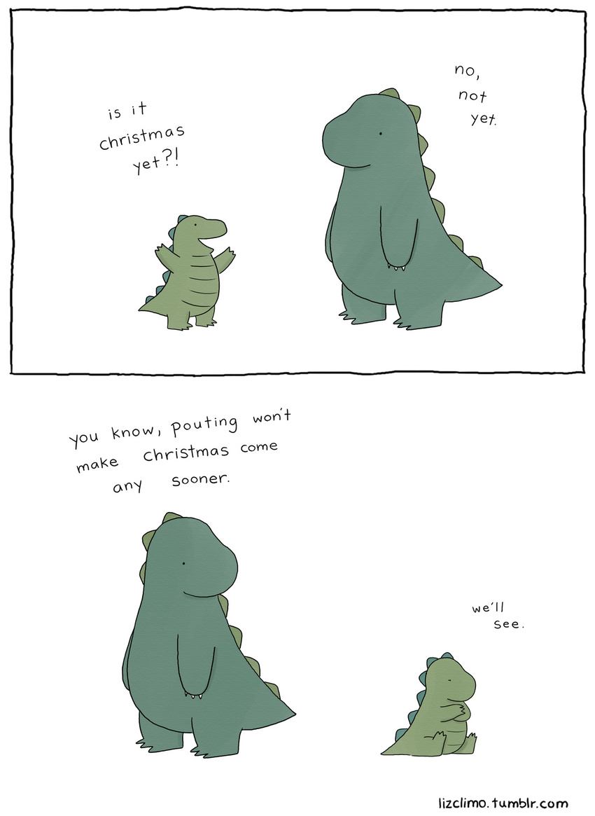 christmas cub dinosaur english_text father holidays humor liz_climo male parent scalie son text young