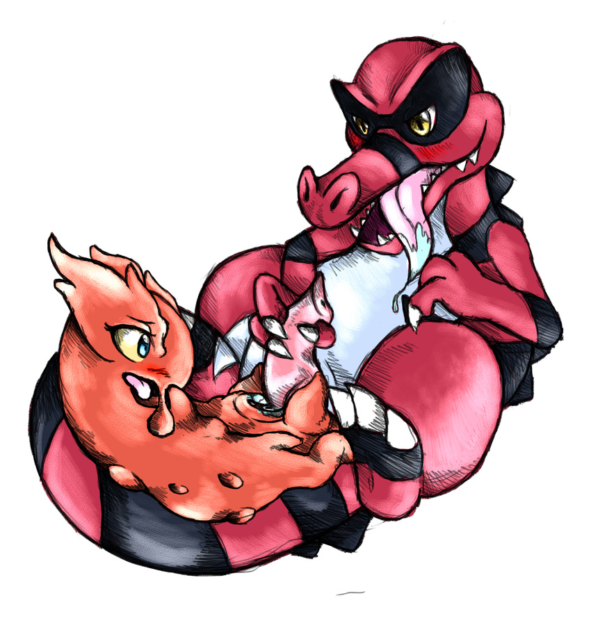 duo erection female feral feral_on_feral interspecies krookodile male nintendo penis plain_background pok&#233;mon pok&eacute;mon pussy sex size_difference slugma straight tranquilmyst video_games white_background yellow_eyes