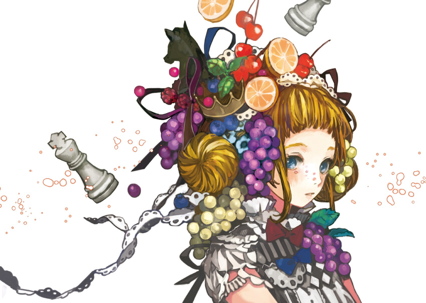 24_(24phage) blonde_hair blue_eyes cherry close crown food fruit original