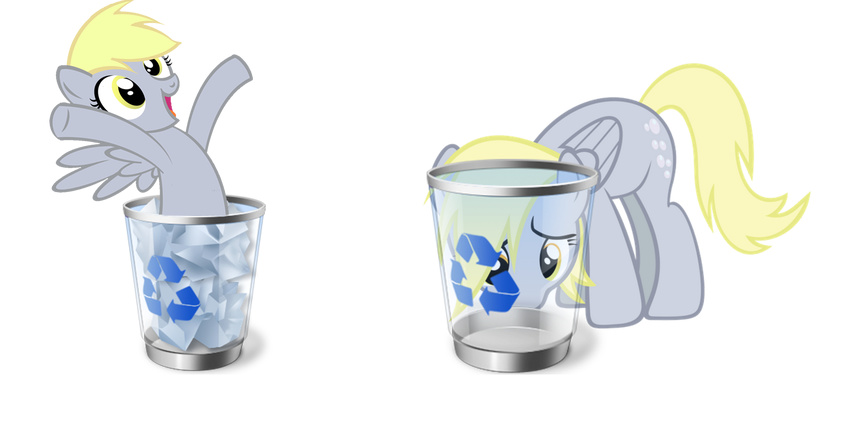 alpha_channel blonde_hair cutie_mark derpy_hooves_(mlp) equine female feral friendship_is_magic hair happy icon mammal my_little_pony paper pegasus pixelkitties plain_background recycling_bin sad tomcat94 transparent_background wings yellow_eyes