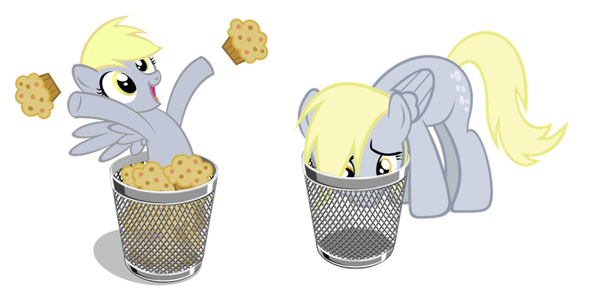 alpha_channel blonde_hair cutie_mark derpy_hooves_(mlp) equine female feral food friendship_is_magic hair happy horse icon mammal muffin my_little_pony pegasus plain_background pony sad tomcat94 transparent_background trash_can wings yellow_eyes