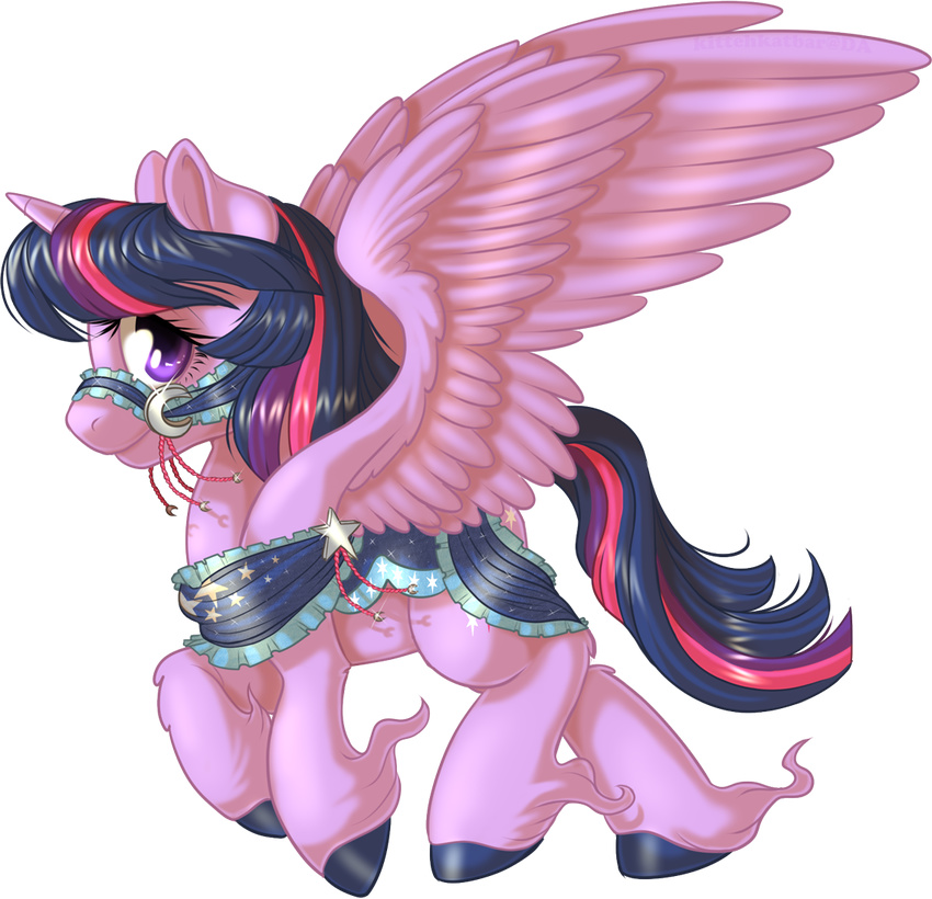 alpha_channel bridle equine female feral friendship_is_magic hair horn horse kittehkatbar mammal multi-colored_hair my_little_pony plain_background pony purple_eyes saddle solo sparkle transparent_background twilight_sparkle_(mlp) winged_unicorn wings