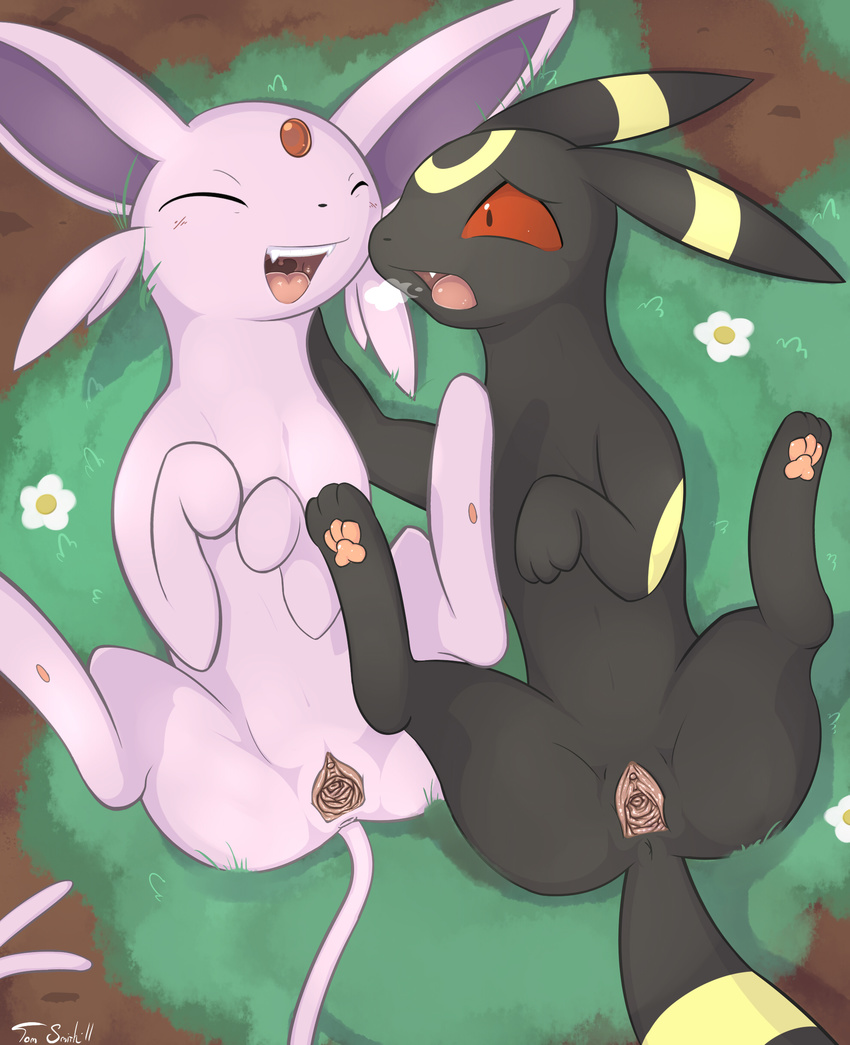 breath cervix duo edit eeveelution espeon female feral legs_up lesbian lying nintendo nude on_back pok&#233;mon pok&eacute;mon pok&eacute;philia presenting presenting_pussy pussy red_eyes spread_legs spreading tom_smith tongue umbreon video_games