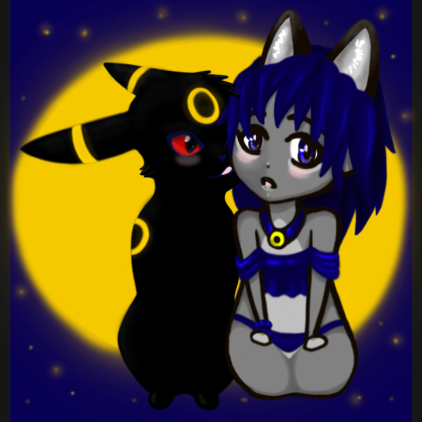 ambiguous_gender blue_eyes blush eeveelution female hi_res is licking nintendo pok&#233;mon pok&eacute;mon source_request tongue umbreon unknown_artist video_games