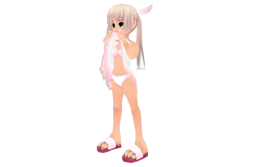 3d bra hana highres pangya panties pink_bra pink_panties tears underwear