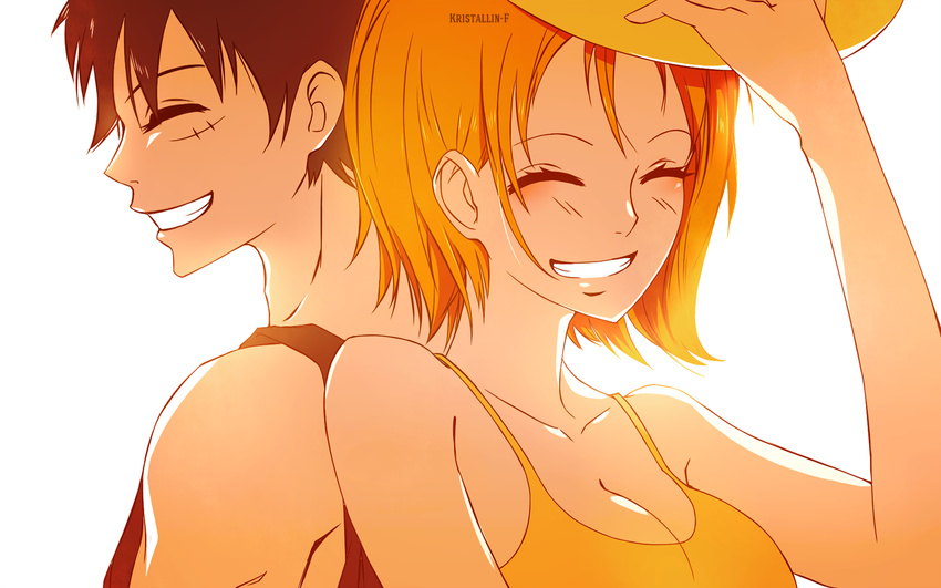 cleavage kristallin-f monkey_d_luffy nami one_piece