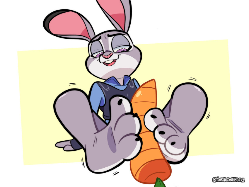 carrot disney feet female food judy_hopps lagomorph leporid mammal plant rabbit vegetable yourhardnerdcollector zootopia