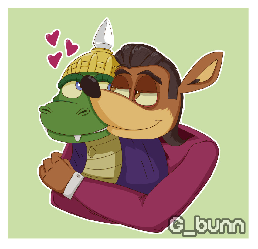 &lt;3 absurd_res anthro duo embrace g_bunn hi_res hug hugging_from_behind komodo_dragon komodo_joe lizard macropod male male/male mammal marsupial monitor_lizard pinstripe_potoroo potoroo reptile scalie