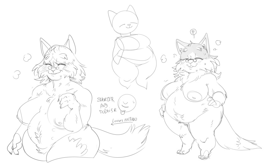 2023 6_nipples anthro belly big_belly big_breasts black_and_white blush breasts capcom claws eyewear felid felyne female finger_claws fluffy fluffy_tail glasses grammeowster_chef hands_on_hips hands_on_own_hips hi_res hindpaw long_tail lynian mammal mature_anthro mature_female mhdrawin monochrome monster_hunter multi_nipple nipples overweight overweight_anthro overweight_female palico paws sketch smile solo tail thick_thighs wide_hips