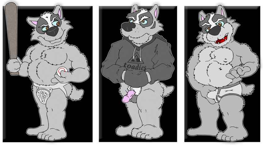 alpha_channel anthro badger barefoot black_body black_clothing black_fur black_hoodie black_nose black_topwear bottomless bottomless_male briefs briefs_only bruce_(brucebadger) brucebadger clothed clothing cup_(sports) drawstrings feet frown fur genitals grey_body grey_fur groping_crotch holding_baseball hoodie jockstrap male mammal mustelid musteline open_mouth penis pink_penis self_grope sharp_teeth solo teeth teeth_showing tighty_whities tongue_showing topless topwear underwear underwear_only white_body white_briefs white_clothing white_fur white_jockstrap white_underwear