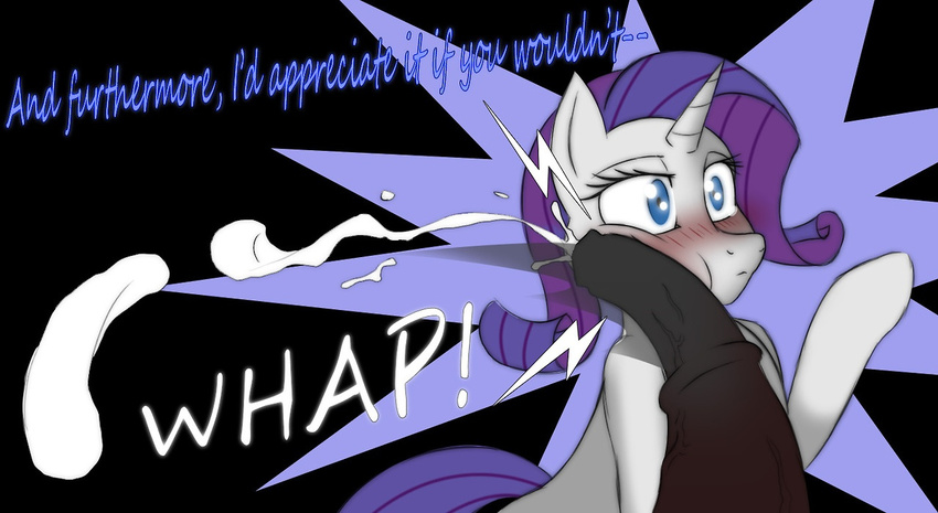 blue_eyes blush cockslap cum disembodied_penis duo equine female feral friendship_is_magic fur hair horn horse horsecock jrvanesbroek male mammal my_little_pony penis pony purple_hair rarity_(mlp) surprise unicorn white_fur